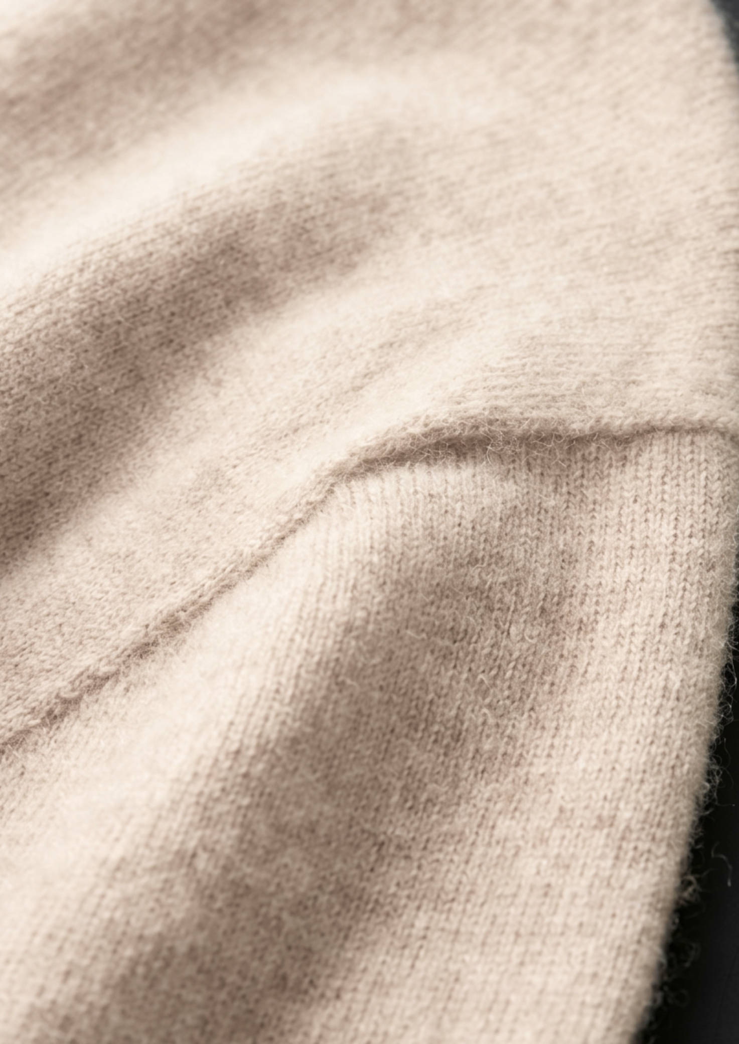 Premium Cashmere Classic Crewneck T-Shirt - Ivory Mocha