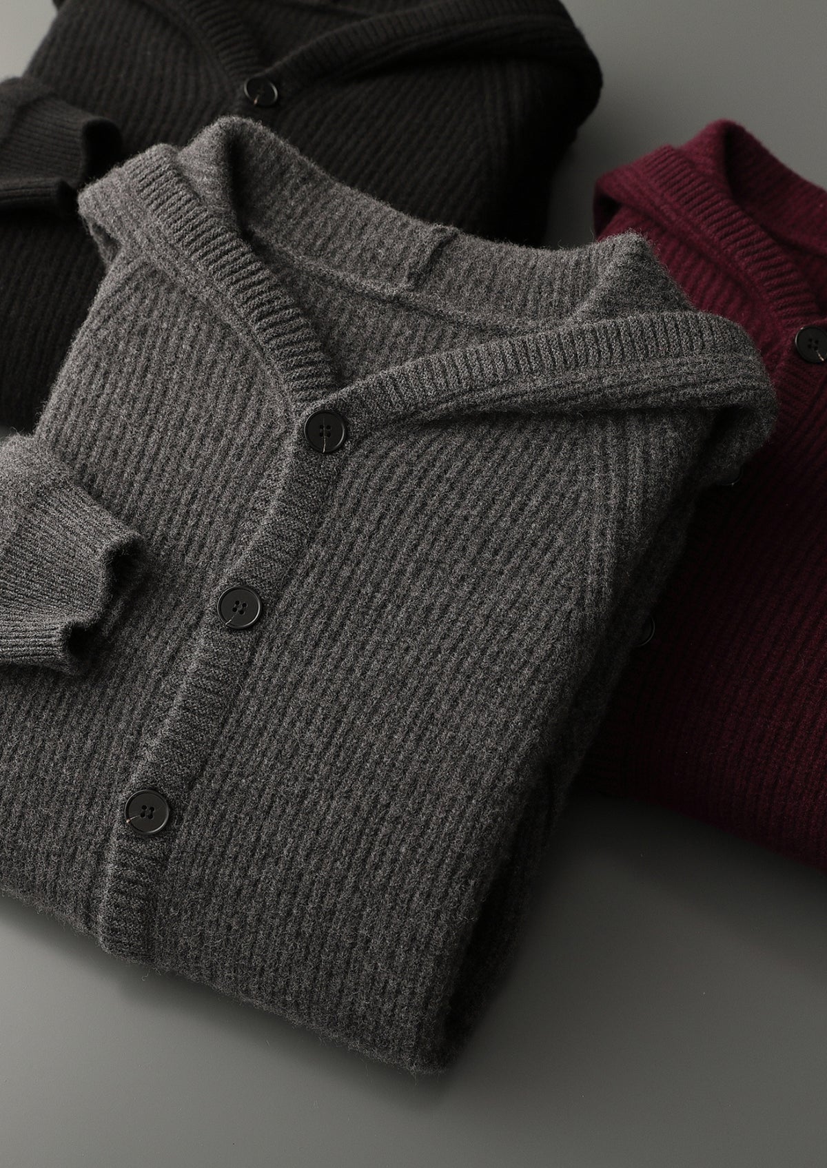 Pure Extra-Fine Merino Wool Ribbed Button Hoodie