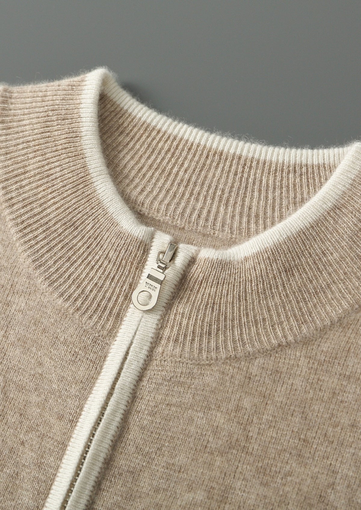 Pure Extra-Fine Merino Wool Contrast Zip Cardigan