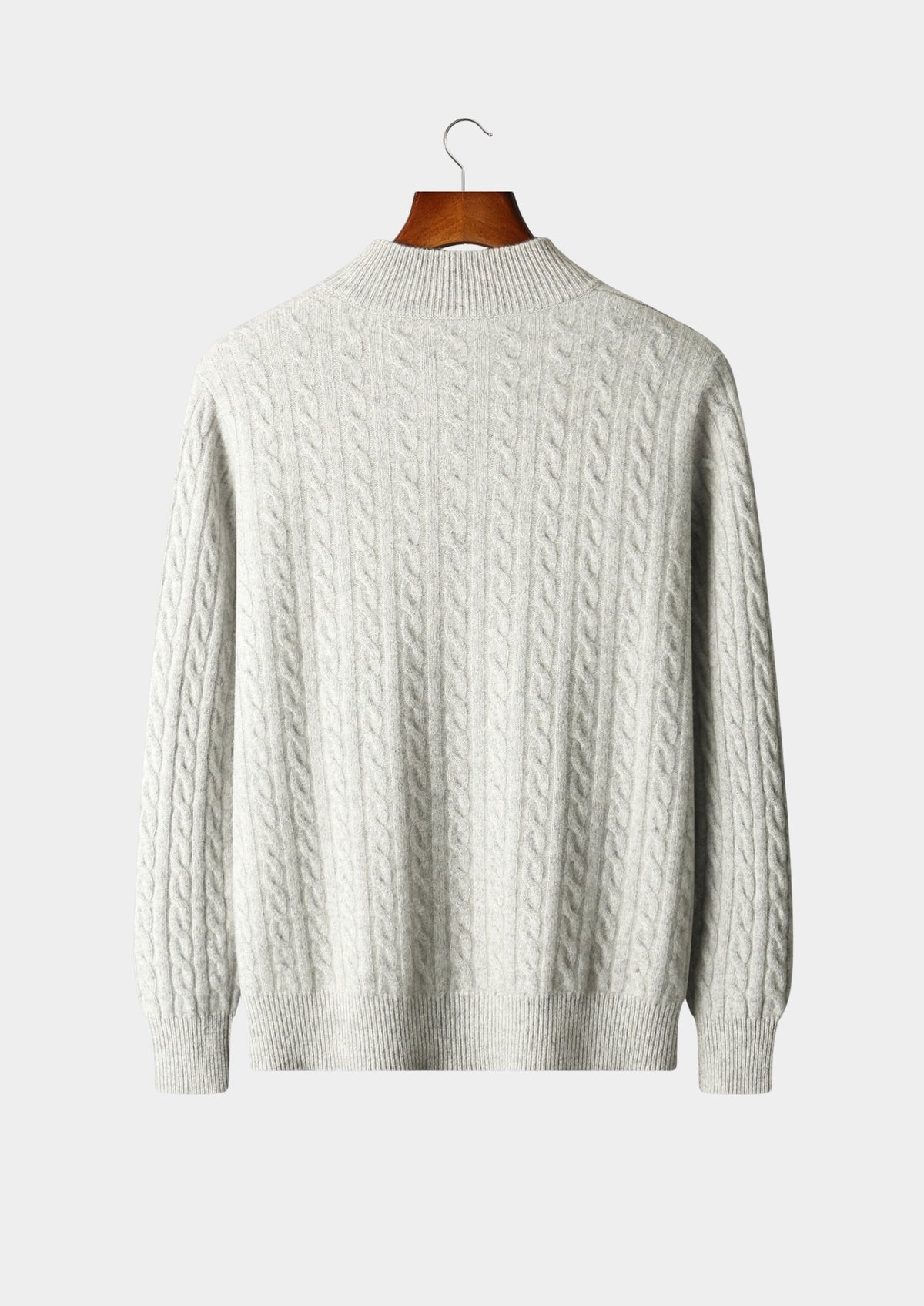 Pure Extra-Fine Merino Wool Cable Knit Zip Cardigan