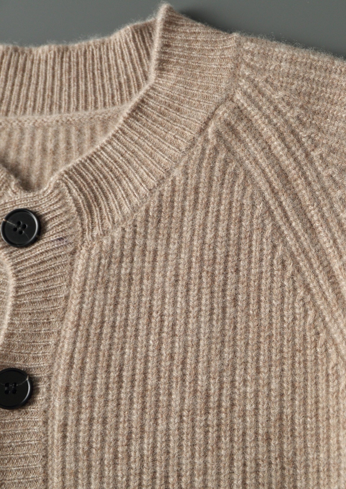 Pure Extra-Fine Merino Wool Ribbed Classic Button Cardigan