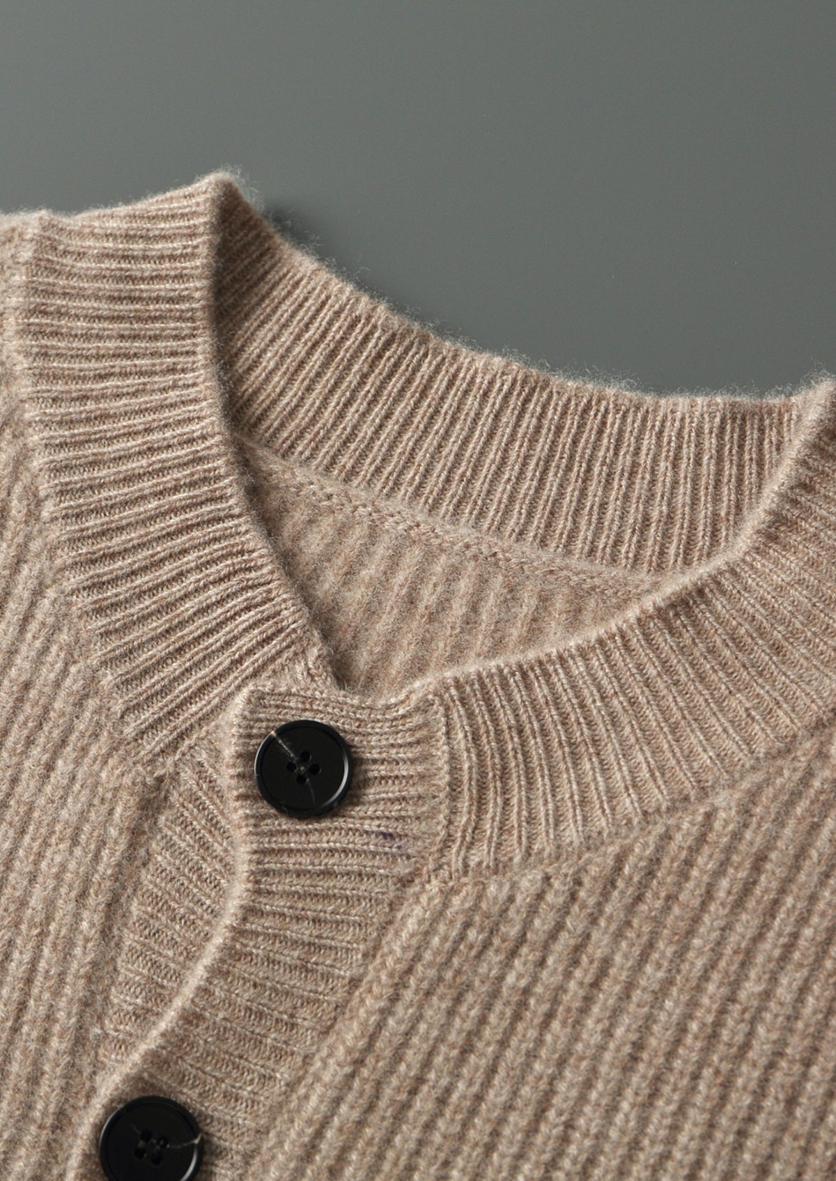 Pure Extra-Fine Merino Wool Ribbed Classic Button Cardigan