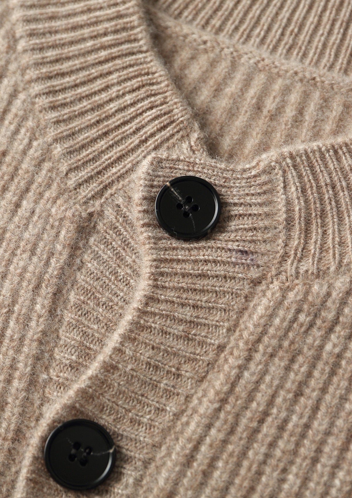 Pure Extra-Fine Merino Wool Ribbed Classic Button Cardigan