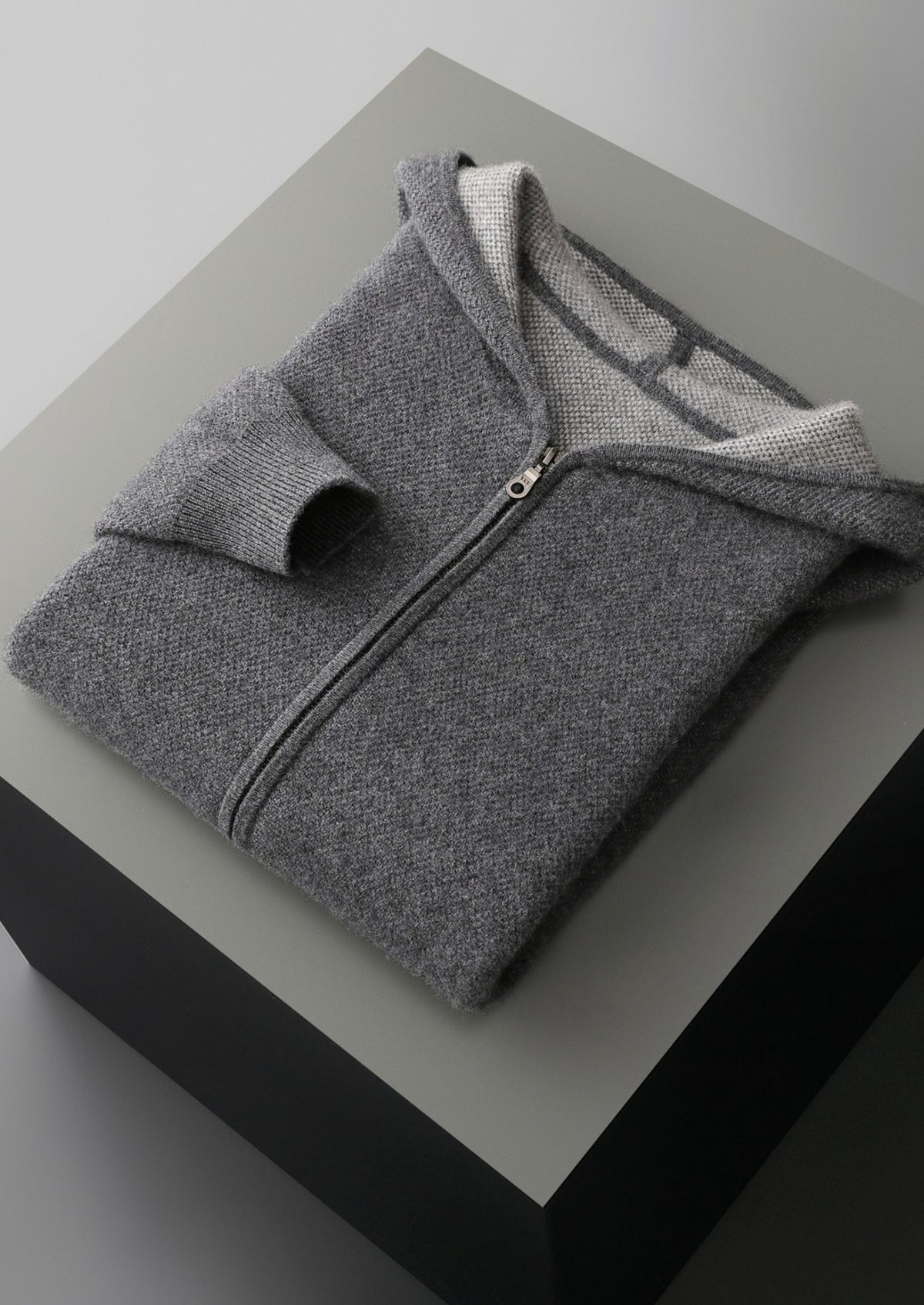 Pure Extra-Fine Merino Wool Jacquard Zip Hoodie