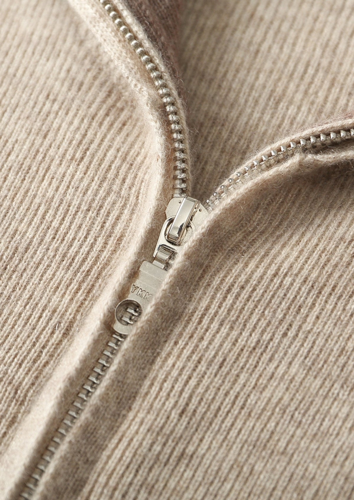 Pure Extra-Fine Merino Wool Two-Tone Funnel Neck Cardigan