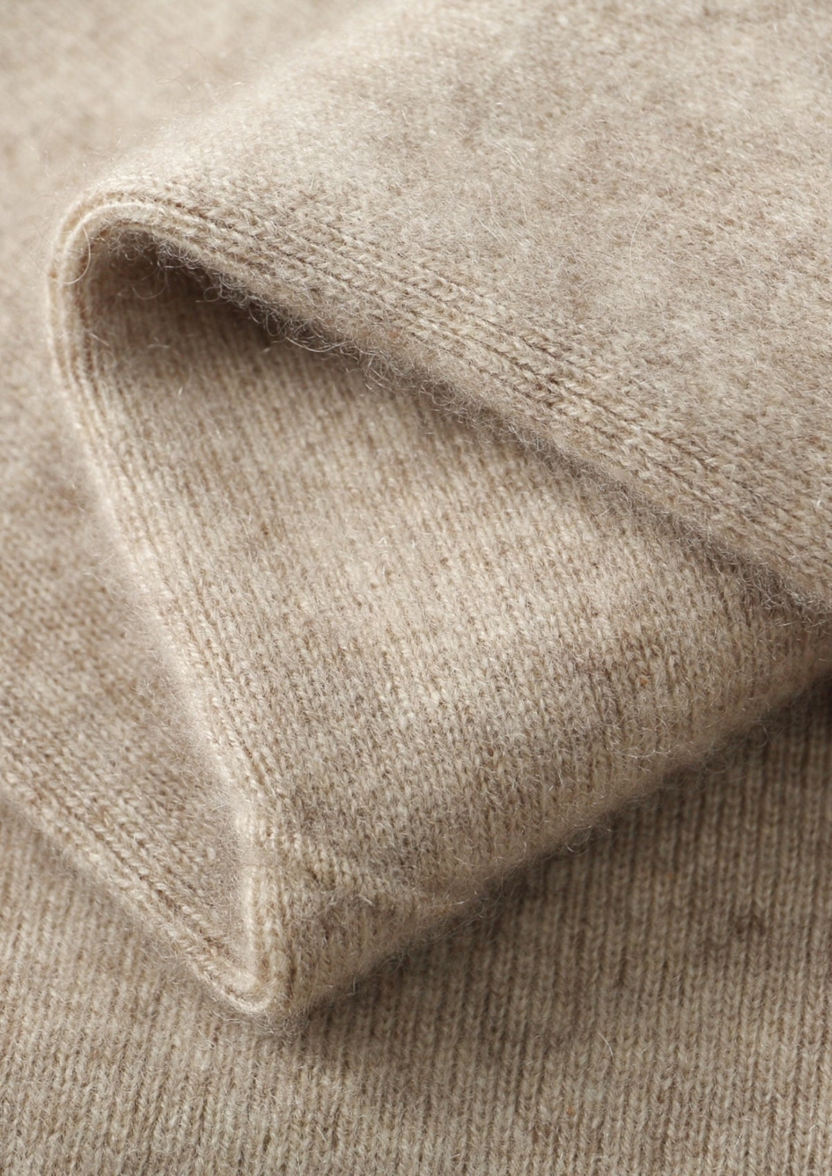 Pure Extra-Fine Merino Wool Two-Tone Funnel Neck Cardigan