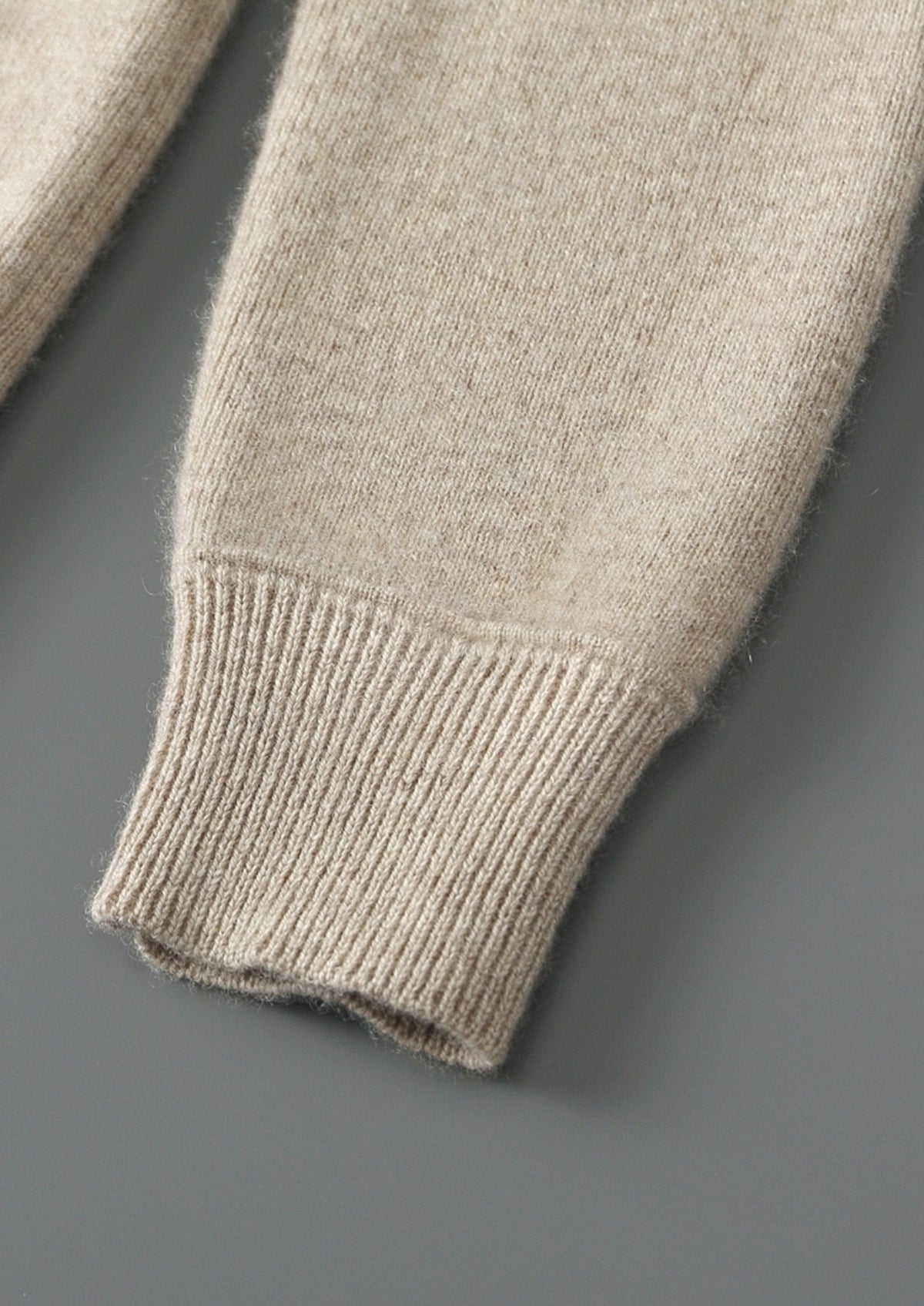 Pure Extra-Fine Merino Wool Two-Tone Funnel Neck Cardigan