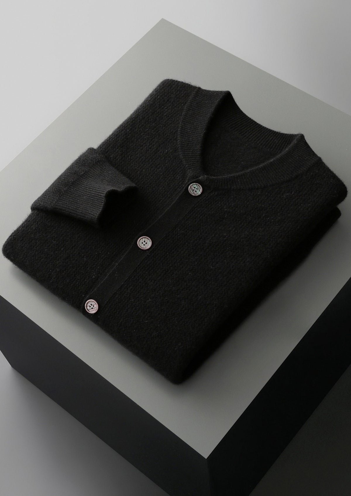 Pure Extra-Fine Merino Wool Textured Button Cardigan