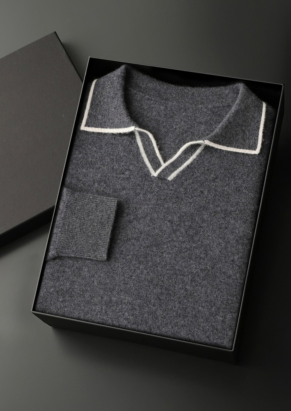 Premium Cashmere Buttonless Contrast Polo