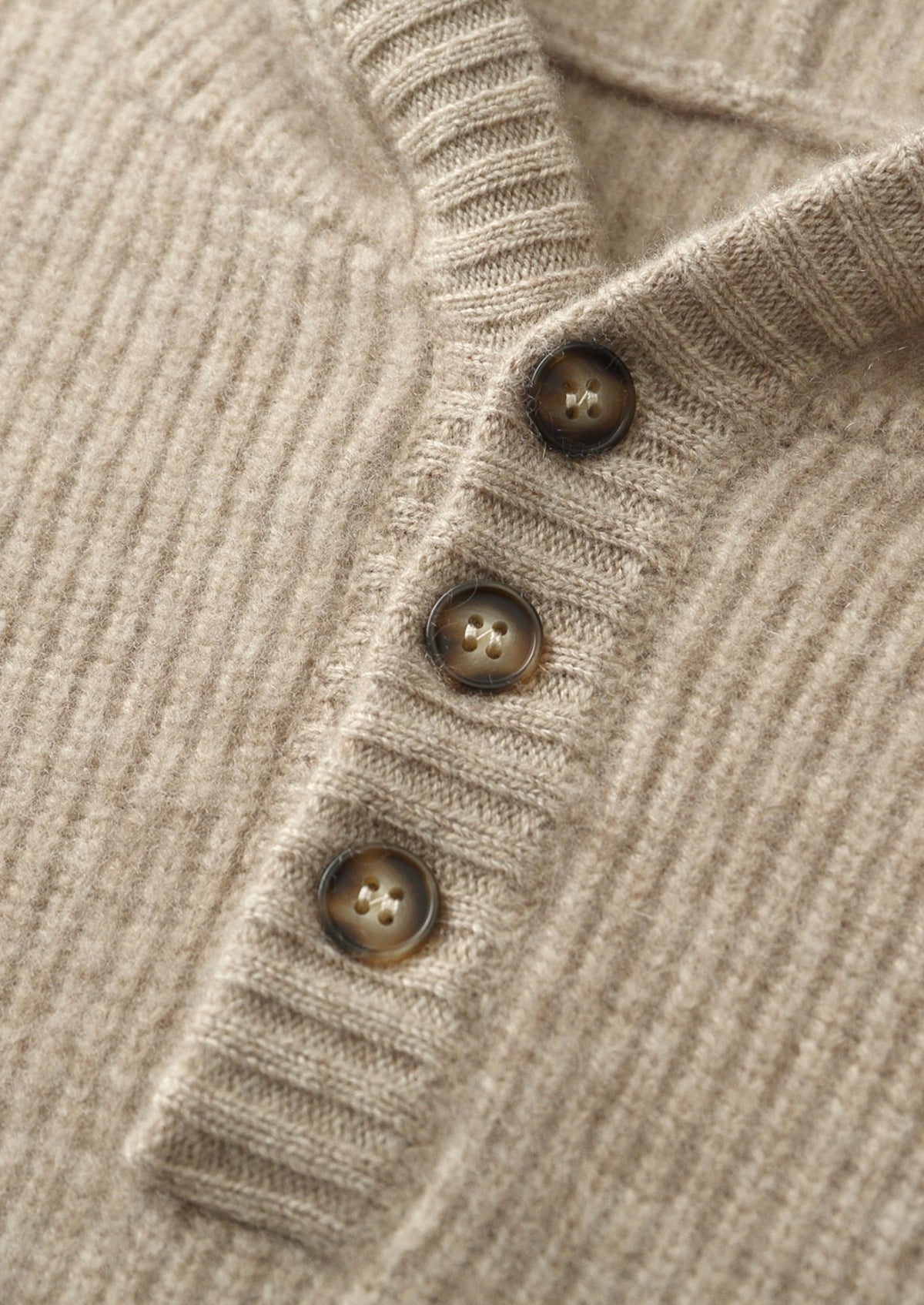 Premium Cashmere Ribbed Button-Up Hoodie