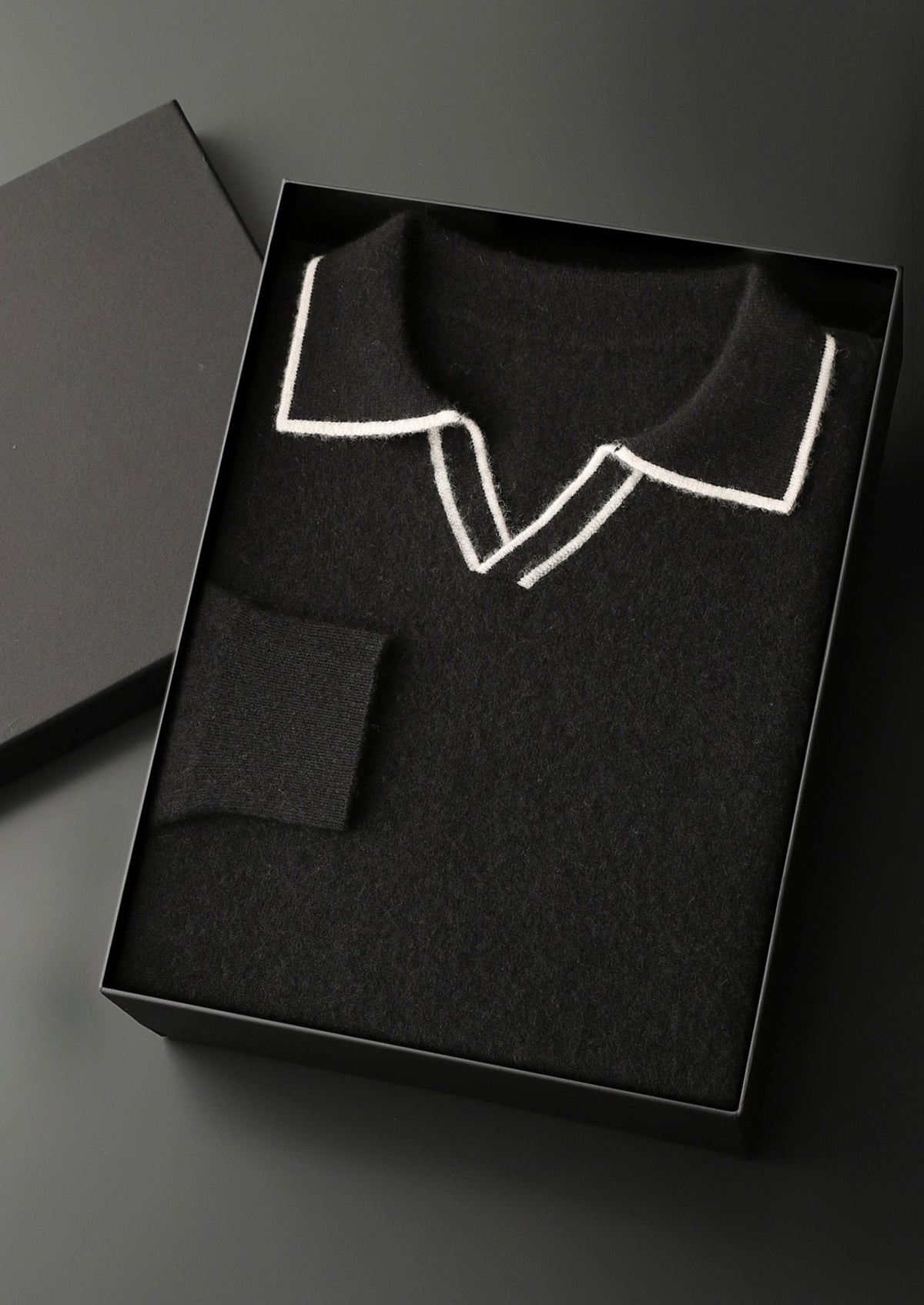Premium Cashmere Buttonless Contrast Polo