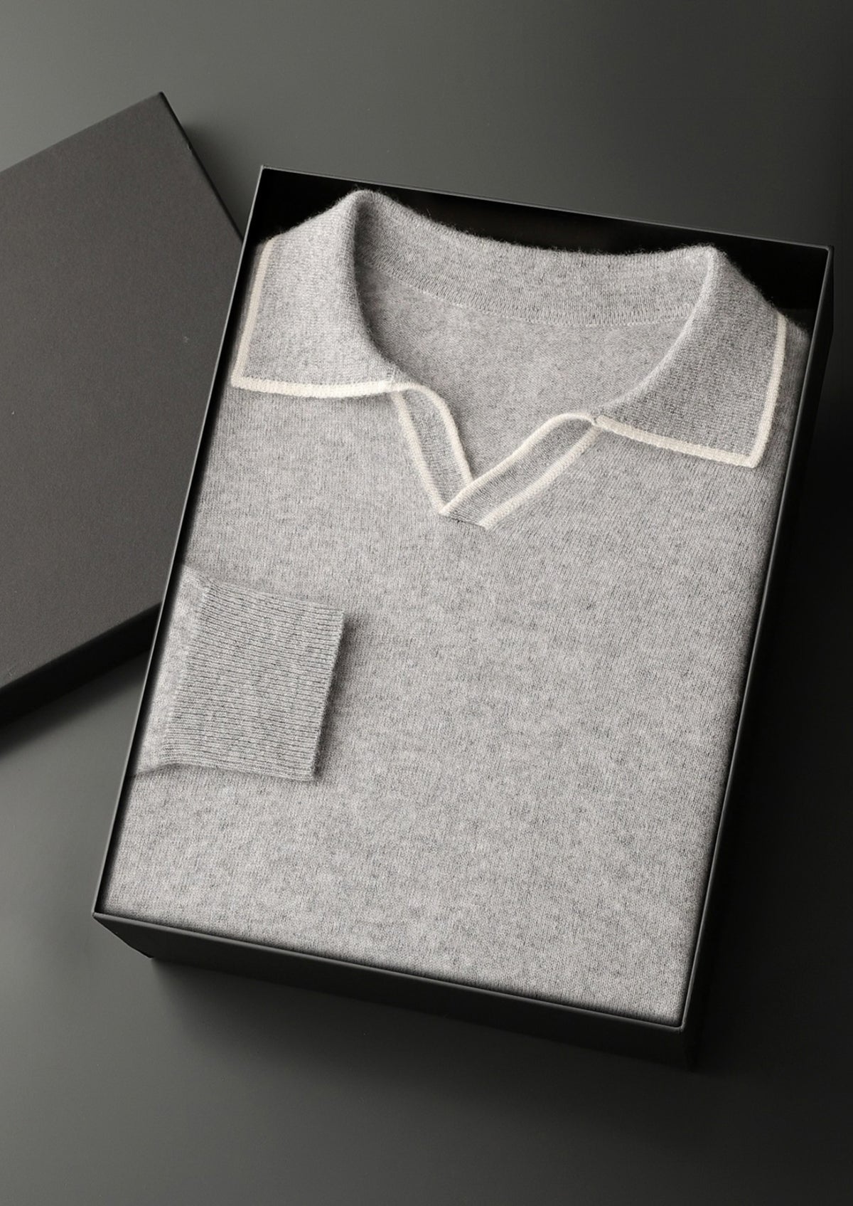 Premium Cashmere Buttonless Contrast Polo