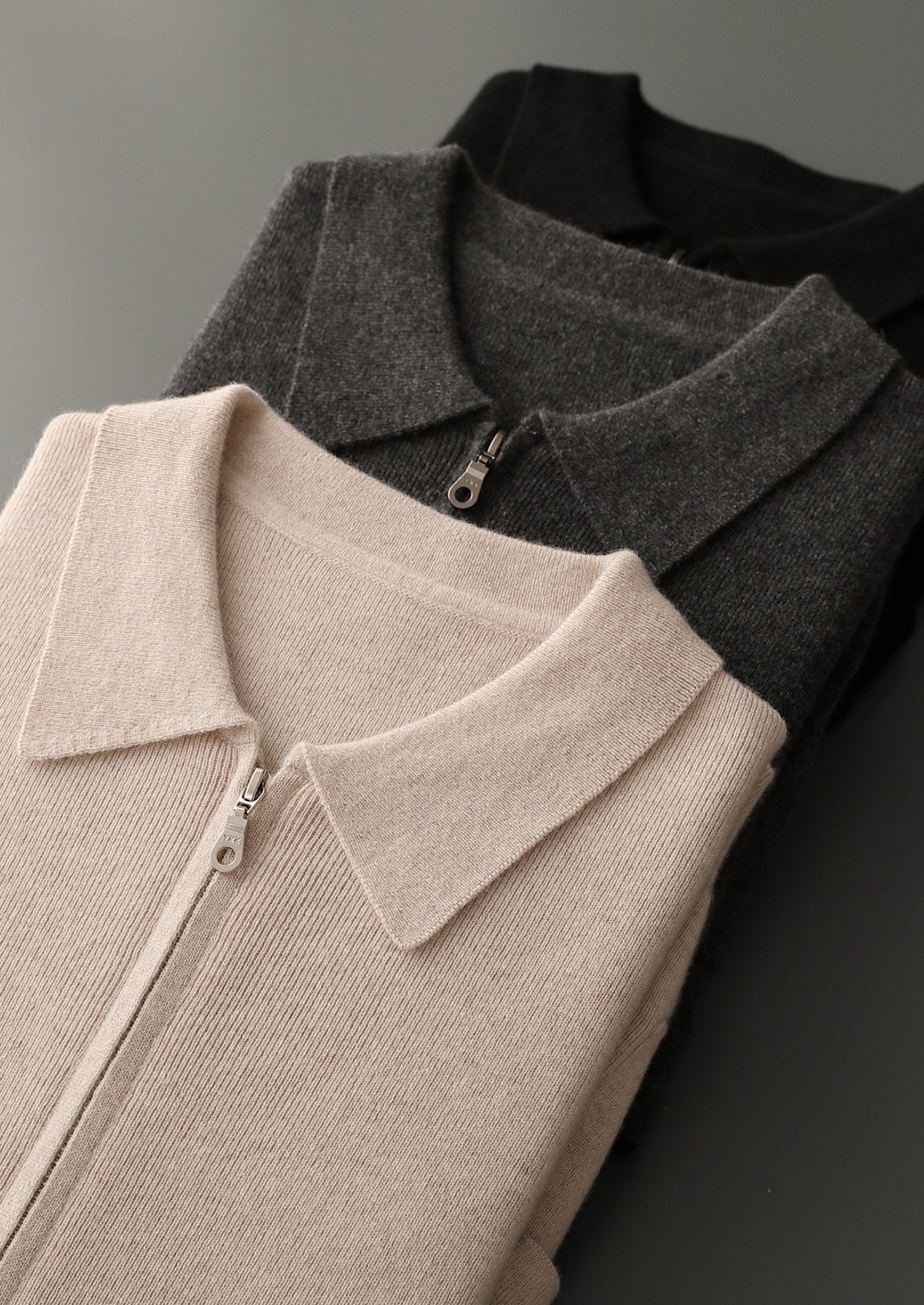 Pure Extra-Fine Merino Wool Zip Polo Cardigan