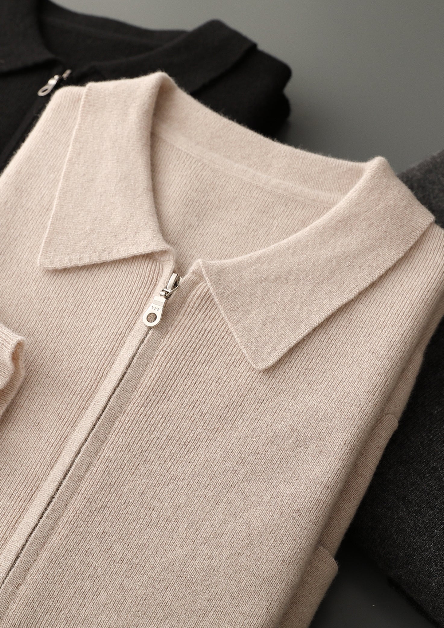 Pure Extra-Fine Merino Wool Zip Polo Cardigan