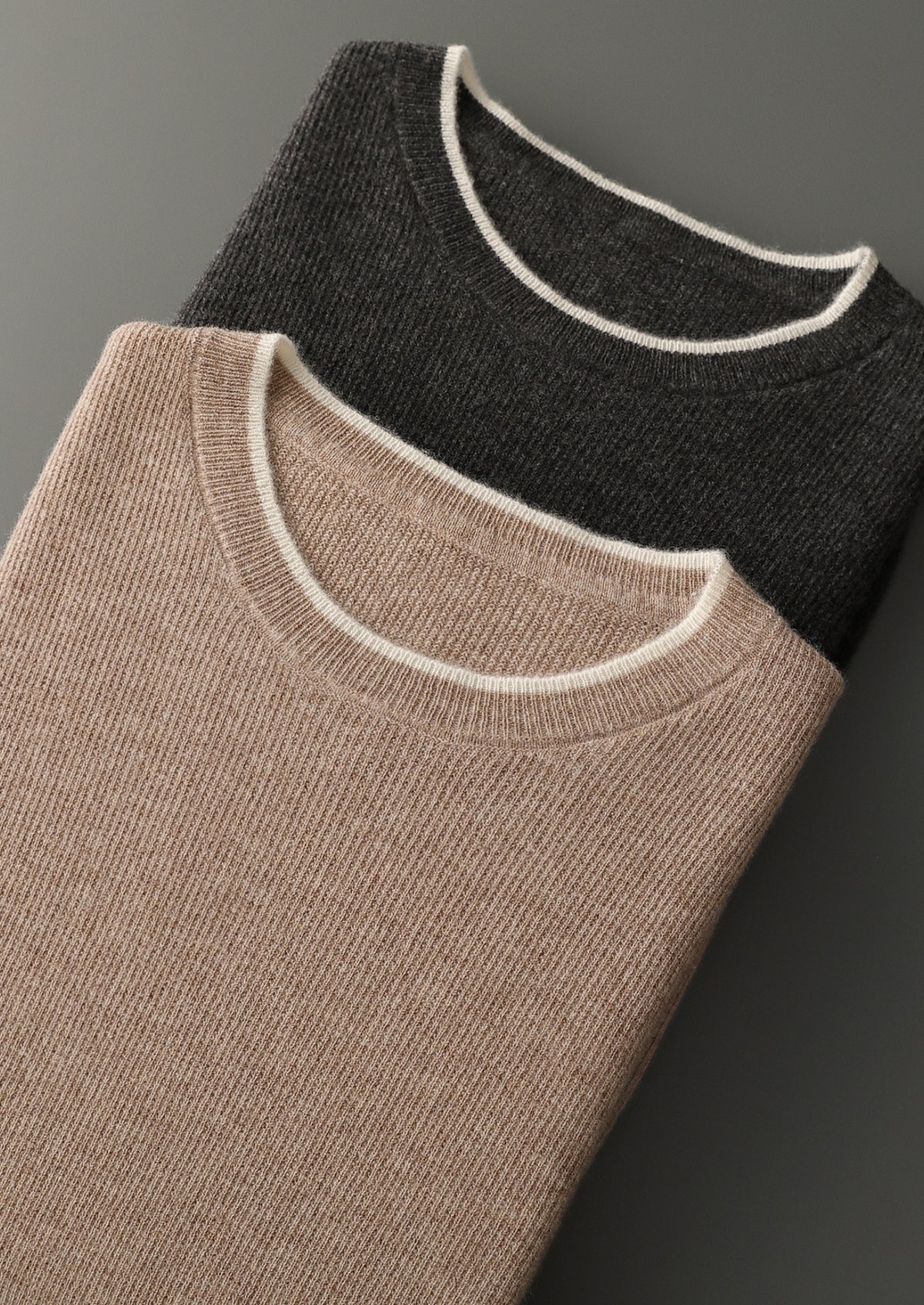 Pure Extra-Fine Merino Wool Contrast Crewneck