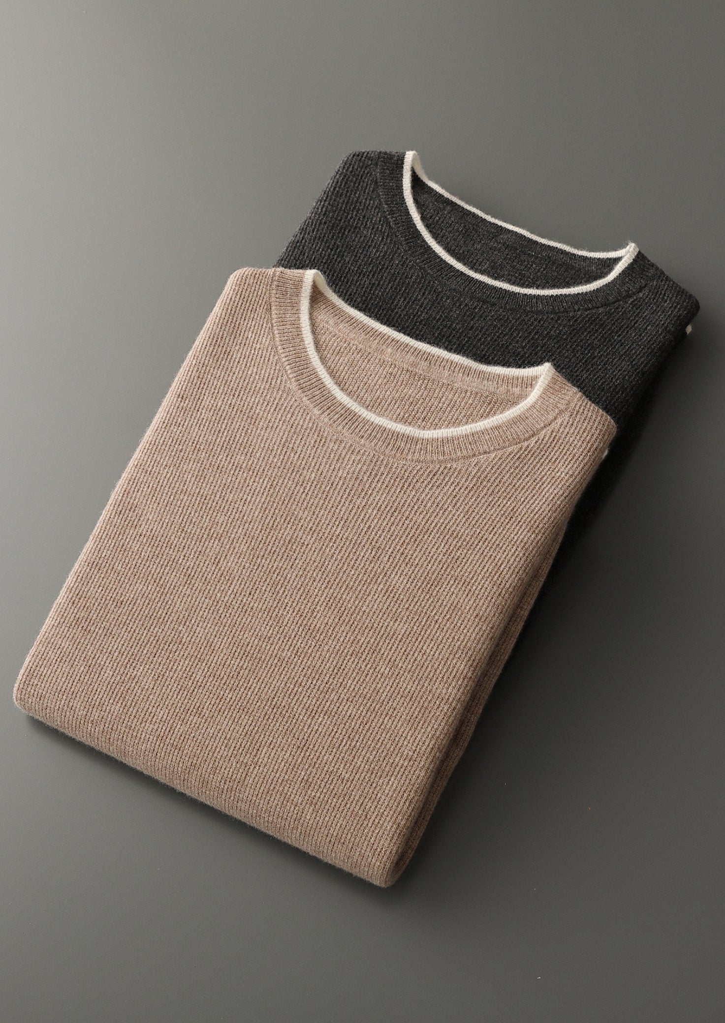 Pure Extra-Fine Merino Wool Contrast Crewneck
