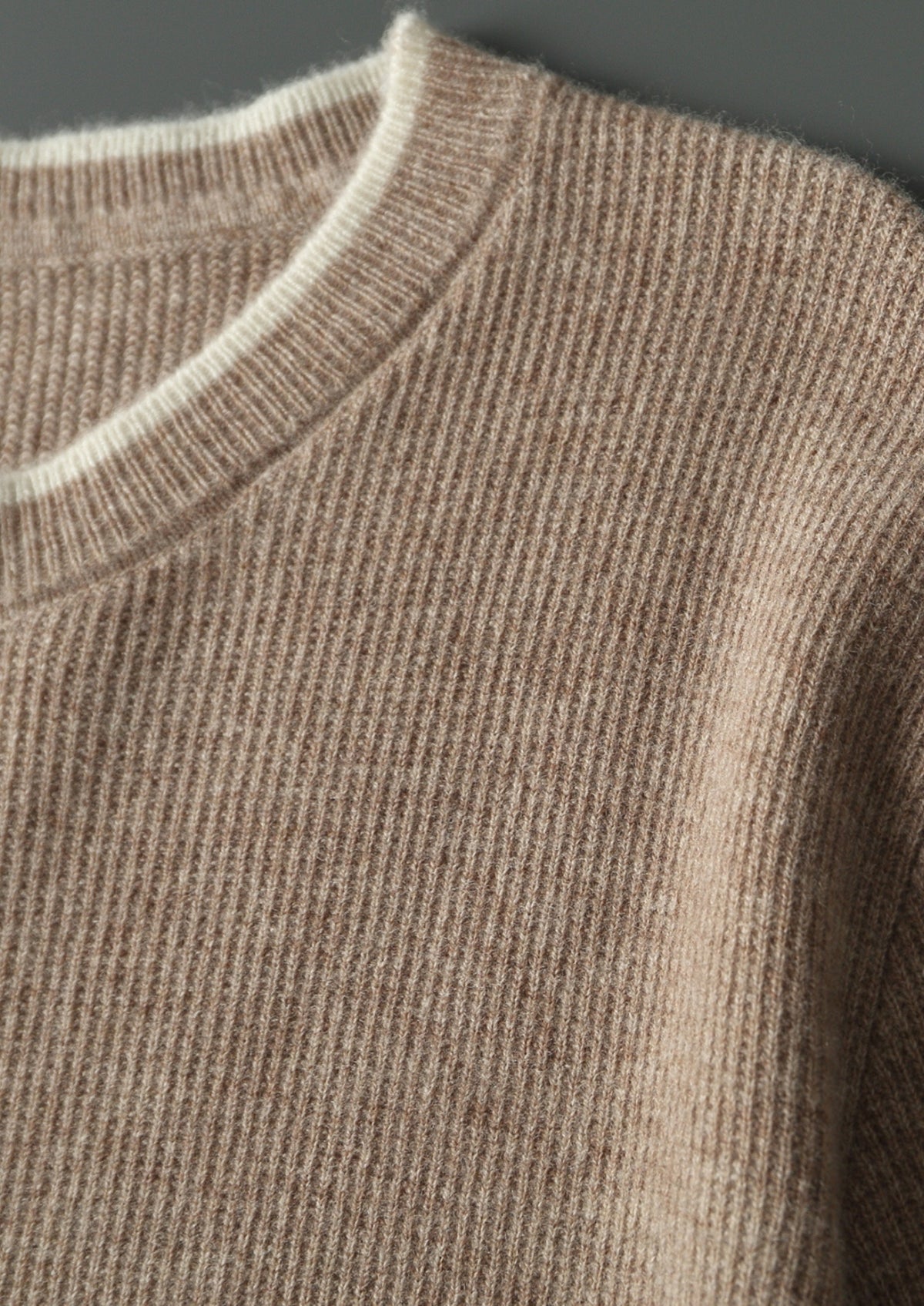 Pure Extra-Fine Merino Wool Contrast Crewneck