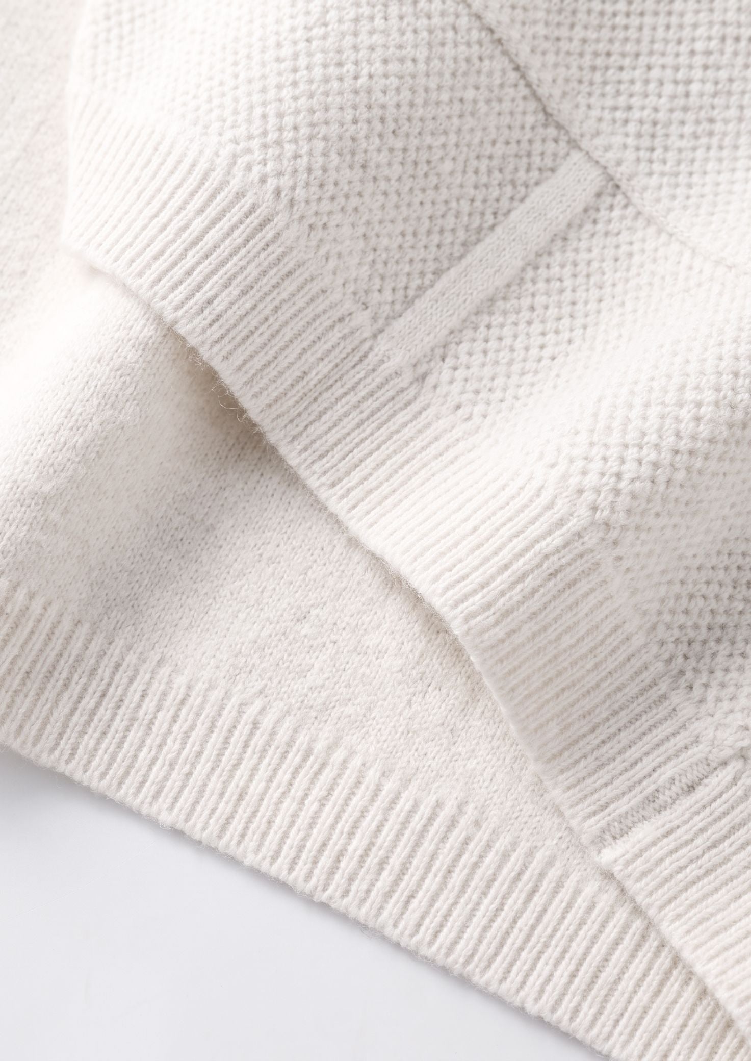 Pure Extra-Fine Merino Wool Ivory Button Overshirt