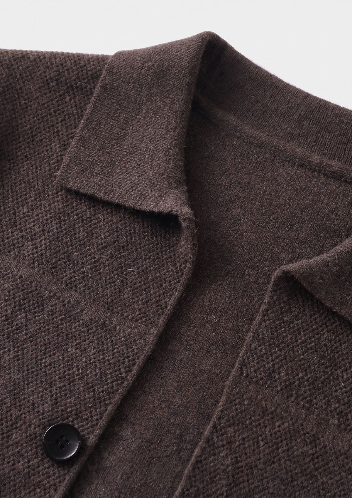 Pure Extra-Fine Merino Wool Dark Brown Button Overshirt