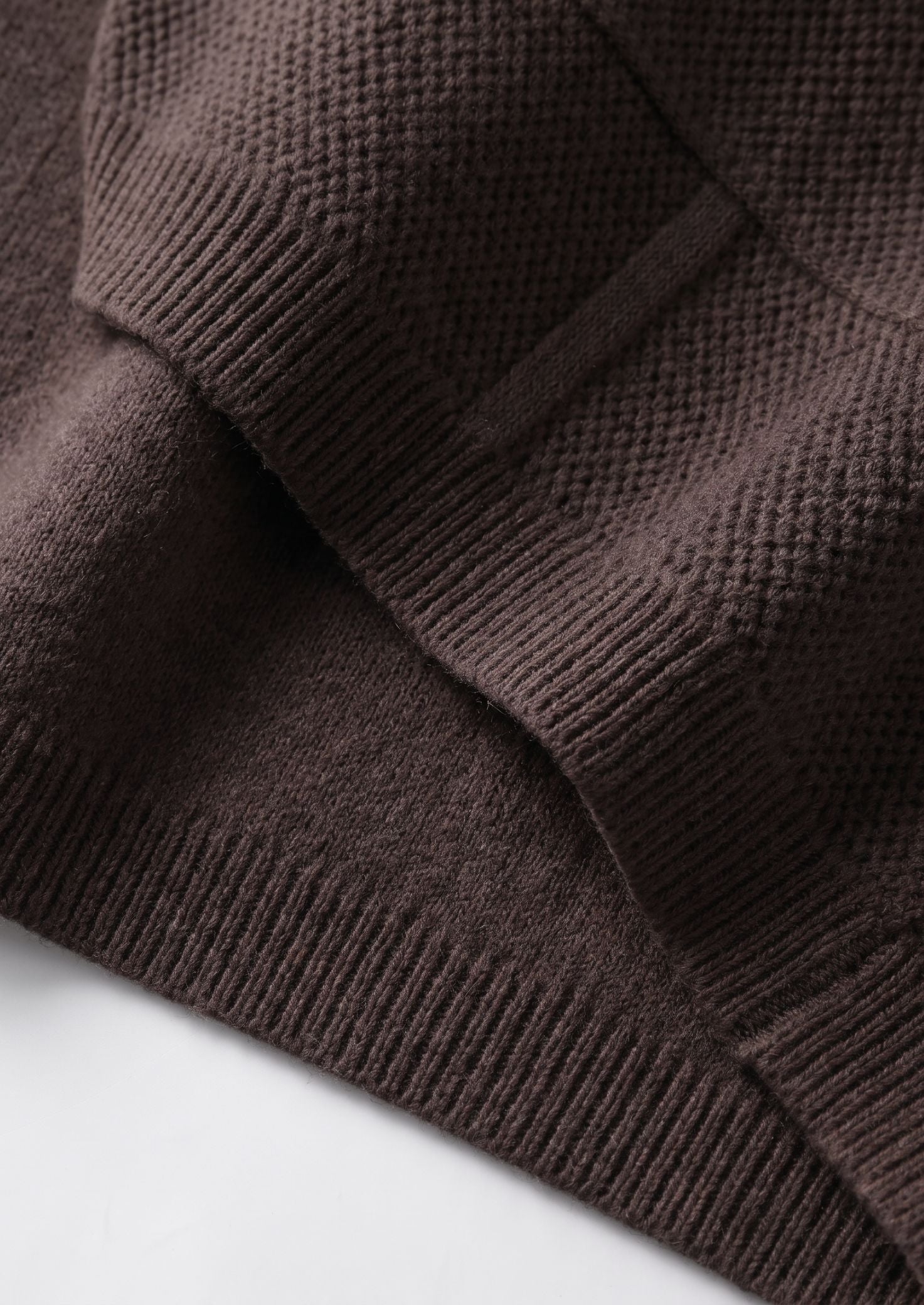 Pure Extra-Fine Merino Wool Dark Brown Button Overshirt