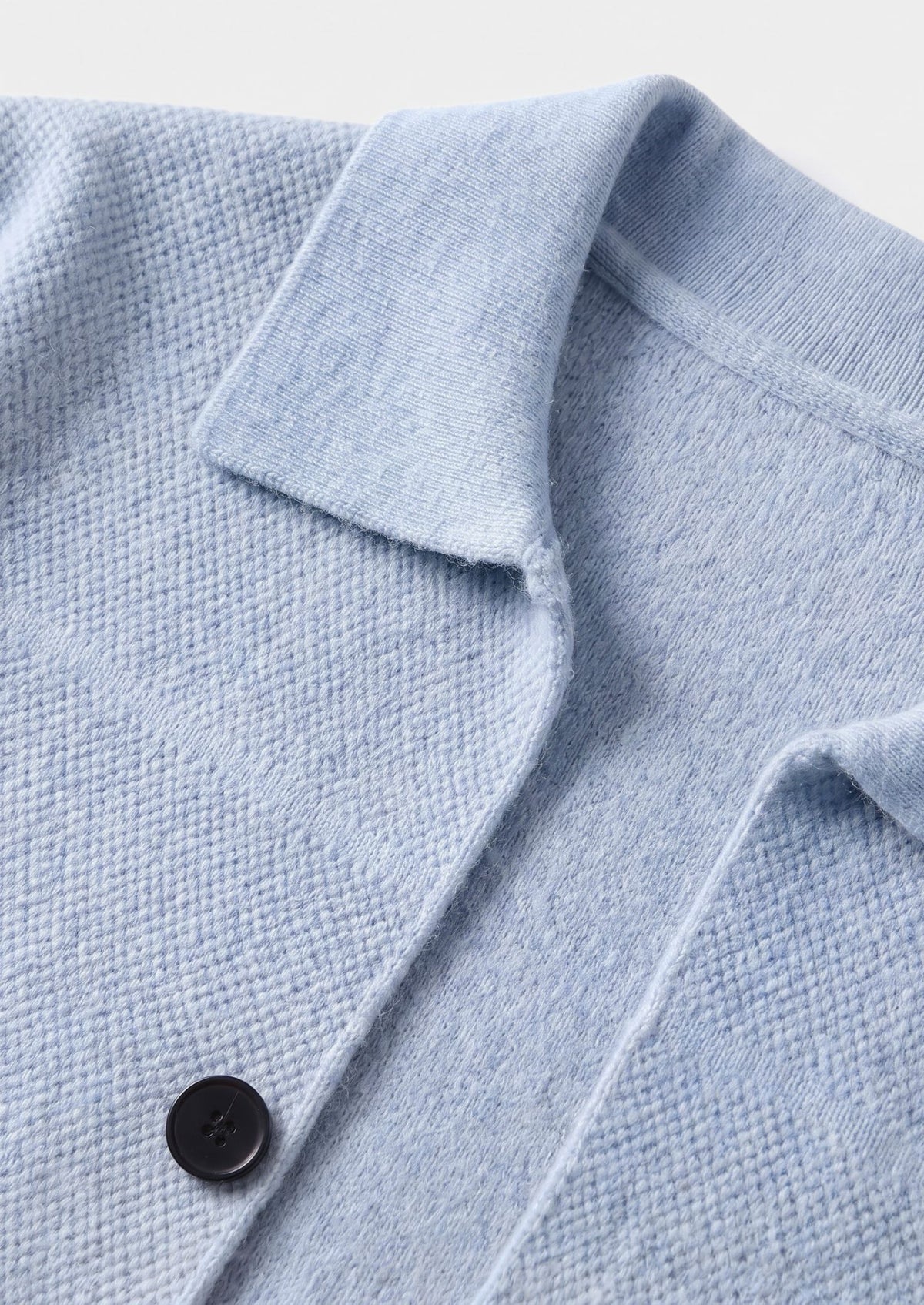 Pure Extra-Fine Merino Wool Light Blue Button Overshirt