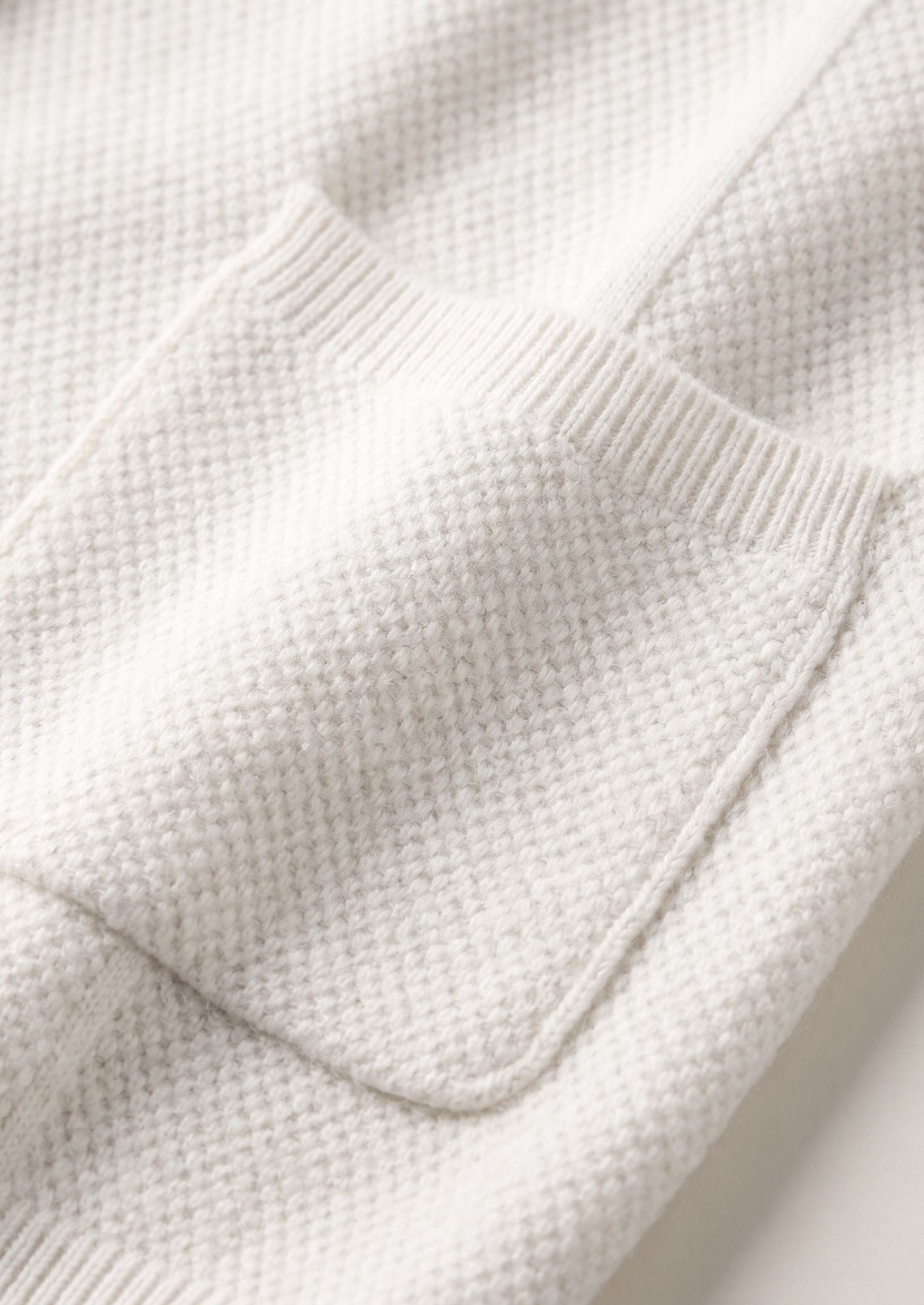 Pure Extra-Fine Merino Wool Ivory Button Overshirt