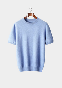 Premium Cashmere Classic Crewneck T-Shirt - Light Blue