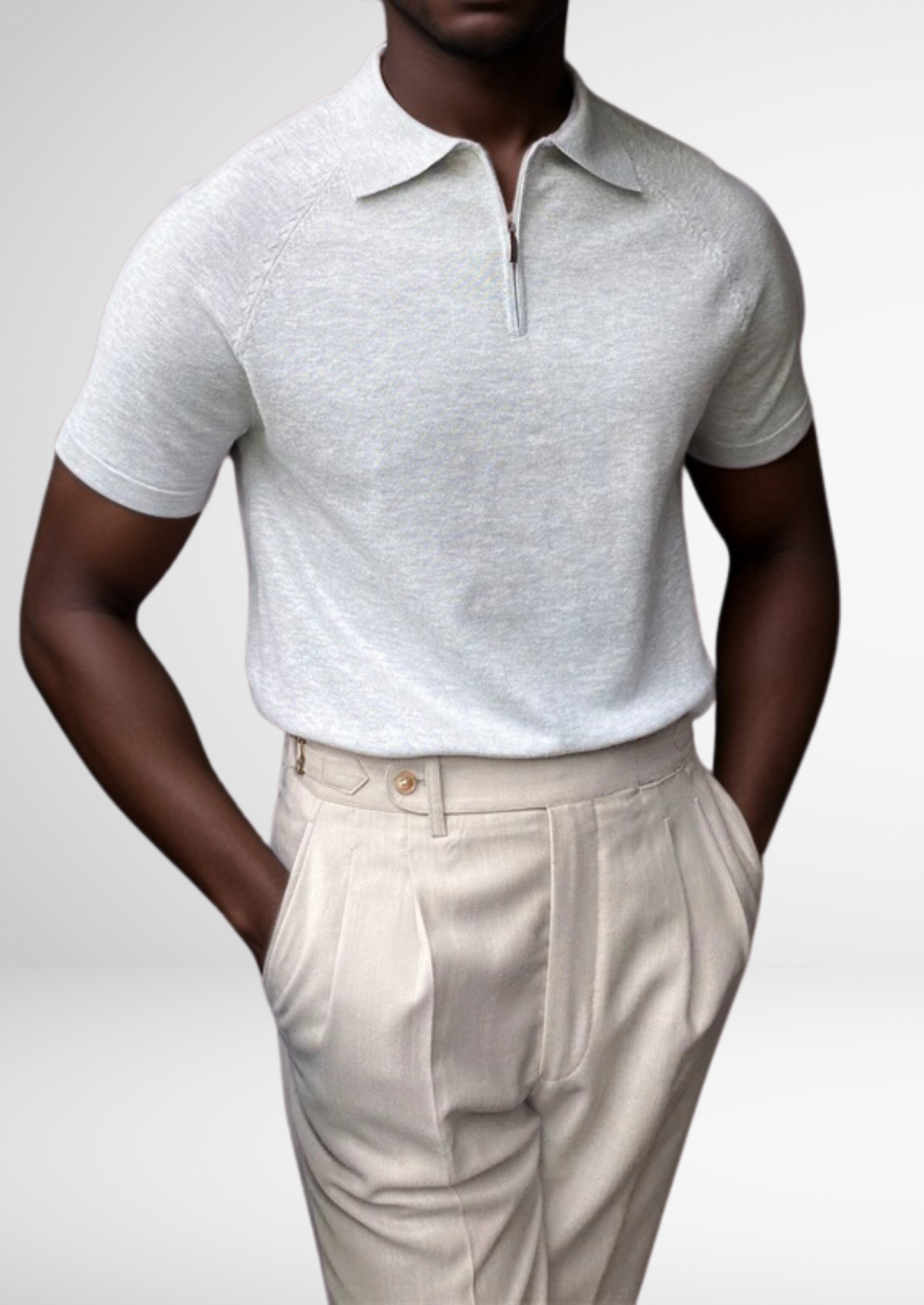 SANTONI QUARTER-ZIP POLO