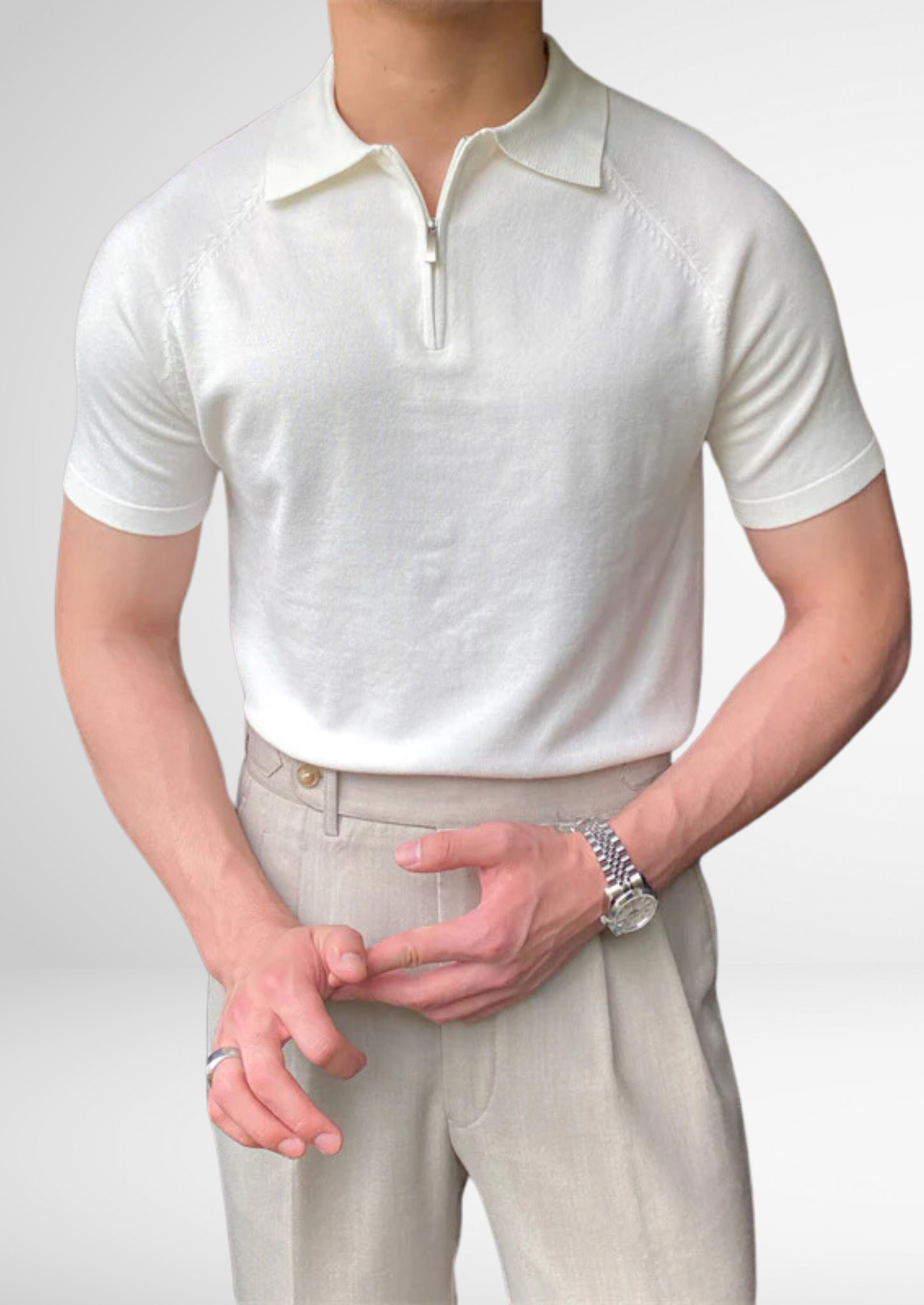 SANTONI QUARTER-ZIP POLO