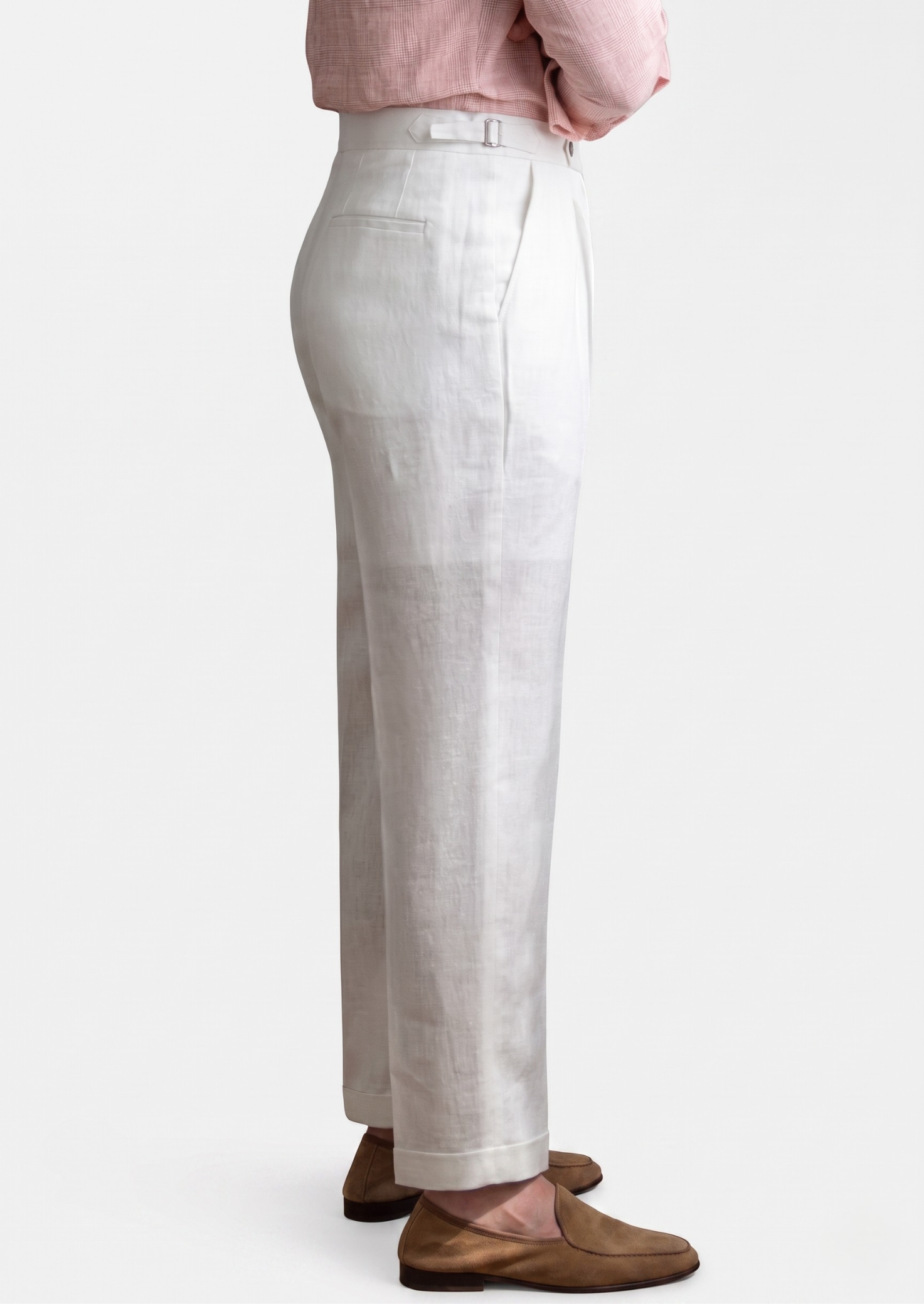 TUSCANY PLEATED COASTAL TROUSERS - White
